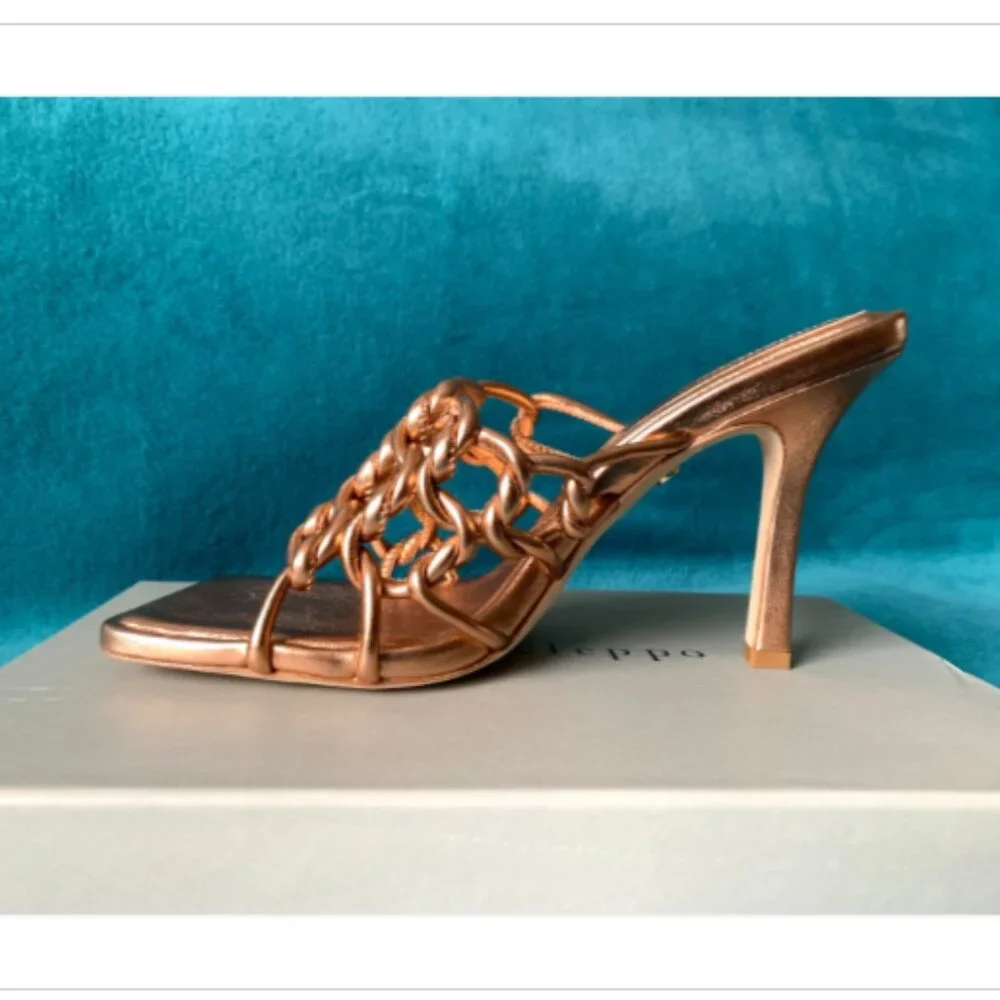 NIB Dee Ocleppo Leather Metallic Copper Caged Mule Sandals Belize 8.5 MSRP $375 - Picture 11 of 16